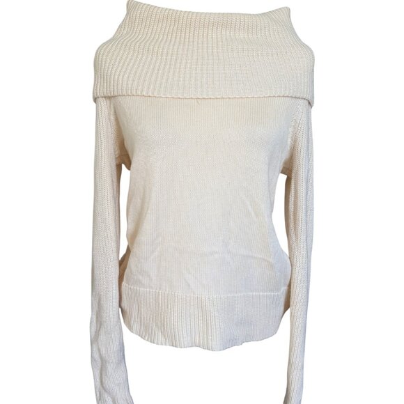 90s/Y2K Vintage Lauren Ralph Laure Off Shoulder Ivory Cream Sweater Womens Large - Picture 3 of 6